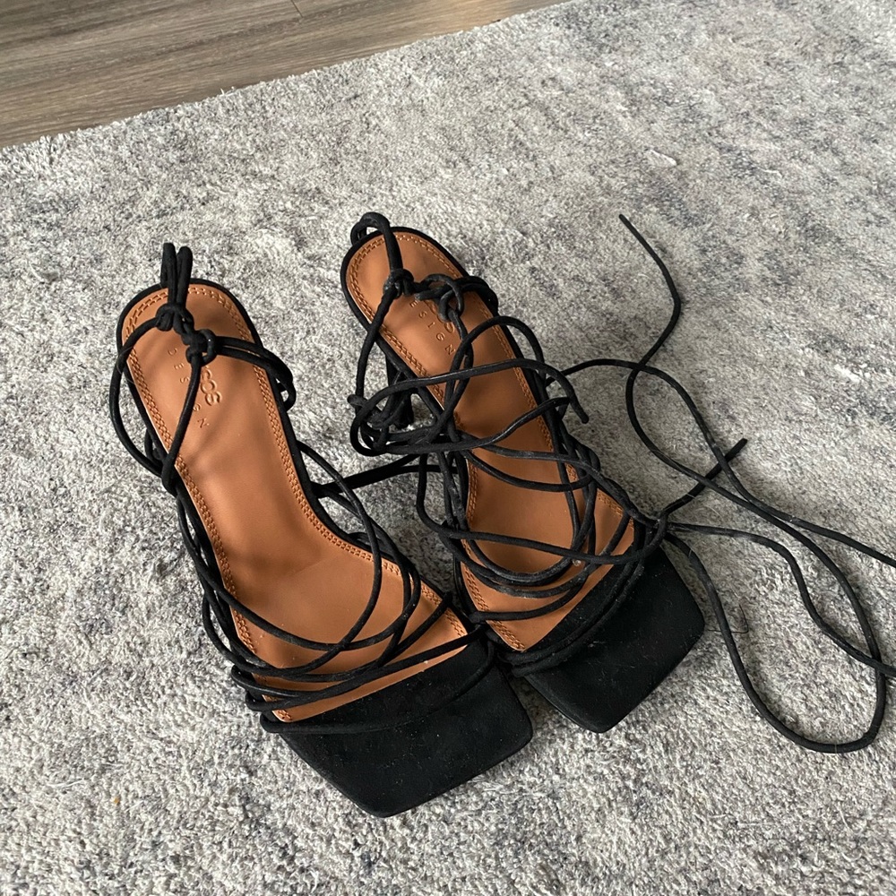 Black strappy heels